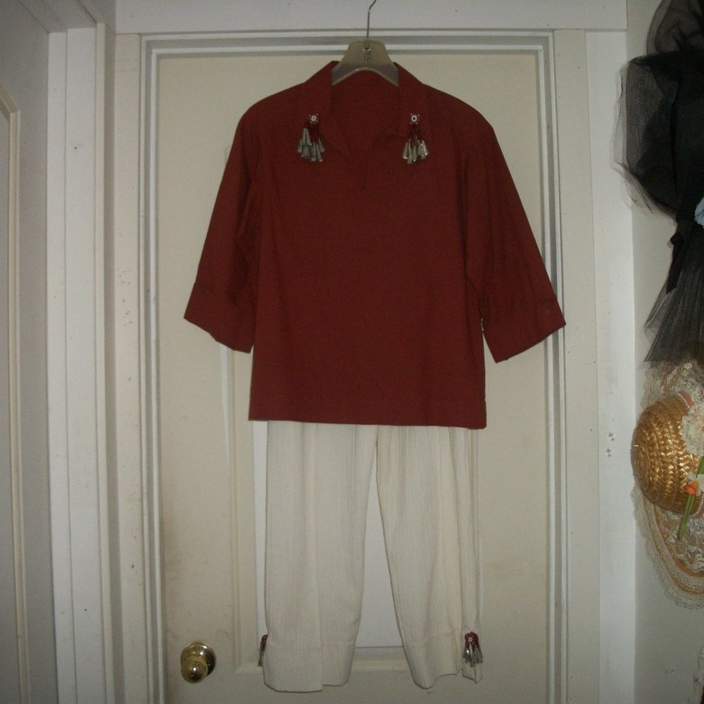 1980S SANTAFE NATIVE SILVERY PANTS TOP SET M